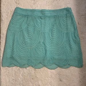 Turquoise Beaded Mini Skirt